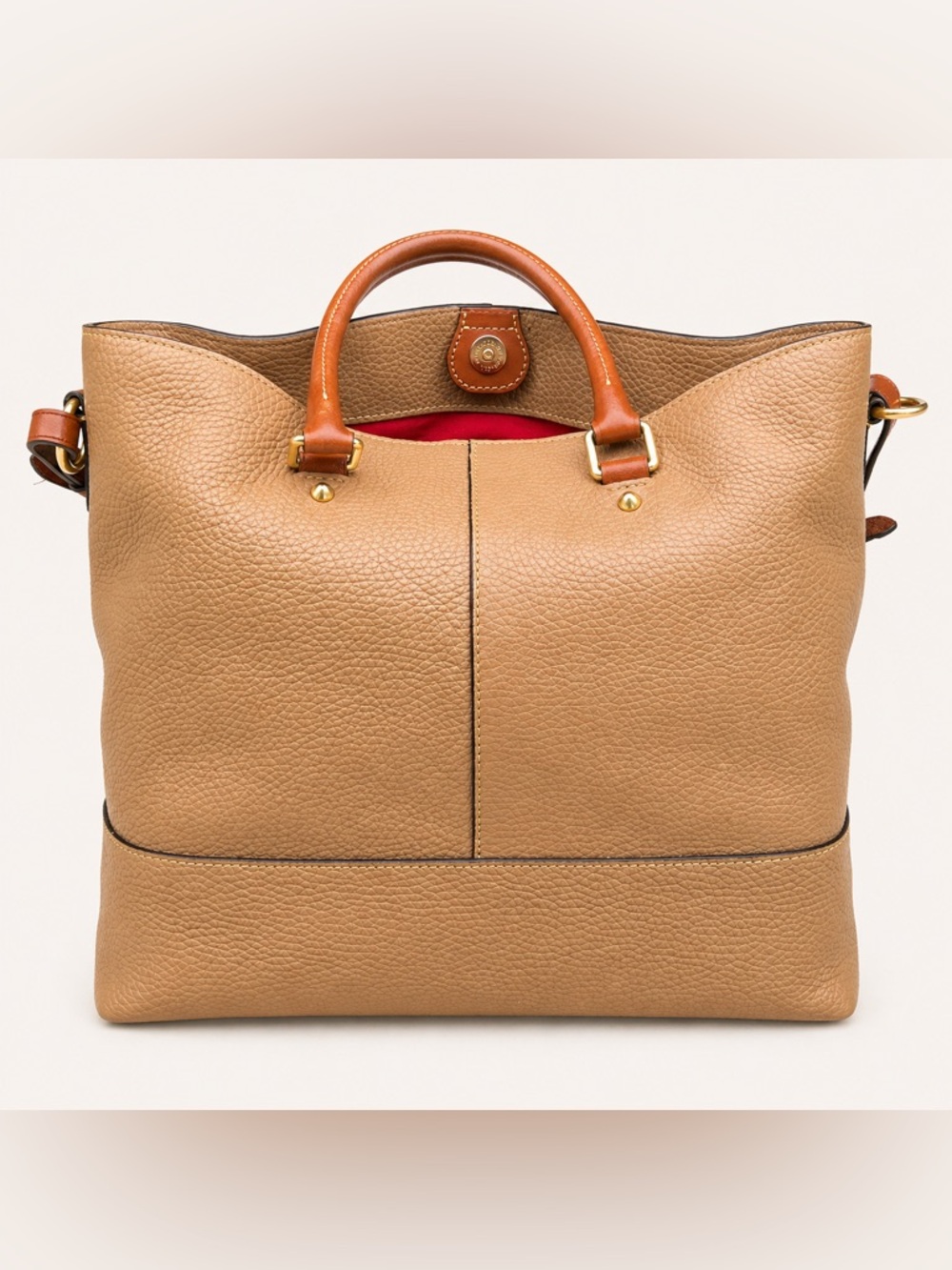 Dooney & Bourke Leather Satchel Tan Brown + Dust Bag Large - Picture 3 of 14